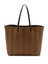 Fendi Borsa Shopping Roll Large Motivo Pequin E Ff In Brown