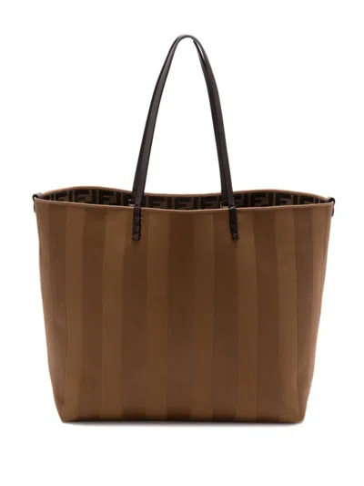FENDI BROWN ROLL LARGE TOTE BAG