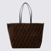 Fendi Roll Large Shopper In Ff Jacquard Velvet Bags In Brown