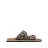 Fendi Men Feel Jacquard Ff Fabric Sandals In Brown
