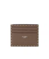Fendi Brown Selleria Card Holder With 100 Hand-sewn Topstitches In Brown