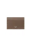 Fendi Brown Selleria Card Holder With 102 Hand-sewn Topstitches In Brown
