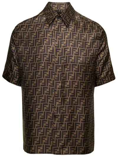 Fendi Brown Ff Silk Shirt