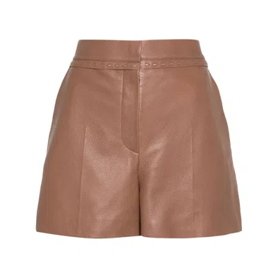 Fendi Brown Shorts - Leather & Faux Leather Shorts Women
