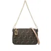 Fendi Jacquard Ff Fabric Uette Pouch With Chain Bags In Brown