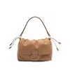 Fendi Large Mamma Baguette Logo-plaque Gathered Shoulder Bag In Brown