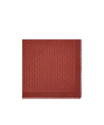 Fendi Brown Silk And Wool Shawl