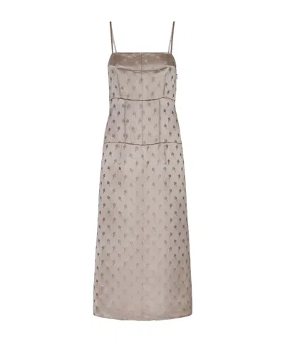Fendi Brown Silk Dress In Nude