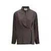 Fendi Wrap Silhouette Long-sleeved Shirt Size 38 In Brown