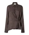 Fendi Silk Ff Jacquard Crossover Shirt In Brown