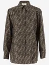 Fendi Silk Shirt With Ff Motif In Brown