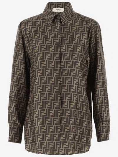 FENDI BROWN FF MONOGRAM SHIRT