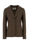 Fendi Women Dark Green Wool And Mohair Blazer