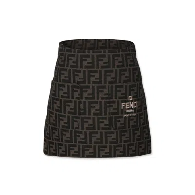 Fendi Kids' Brown Skirt For Girl With Ff And Logo