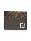 Fendi Brown Squared Ff Card Holder In Brown
