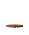 Fendi Slim Suede Belt Squared Ff Buckle In Brown