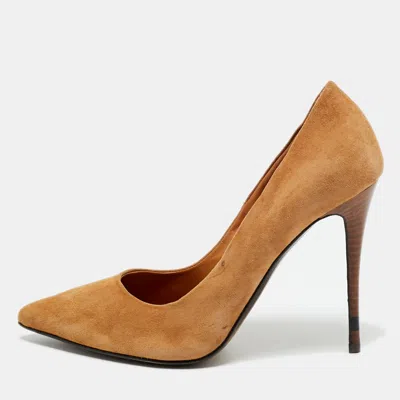 Pre-owned Fendi Brown Suede Pointed Toe Pumps Size 37