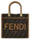 Fendi Ff Jacquard Small Sunshine Shopper Bag In Brown