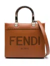 Fendi Small Sunshine Leather Tote Bag In Brown