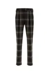 Fendi Wool Pant With Embroidered Check Pattern In Brown