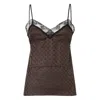 Fendi Jacquard Ff Lace-trimmed Top In Brown