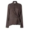 Fendi Silk Ff Jacquard Crossover Shirt In Brown