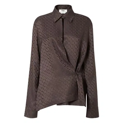 FENDI FENDI BROWN TOPS - SHIRTS WOMEN