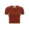 Fendi Embroidered Logo Short Sleeve Top In Brown