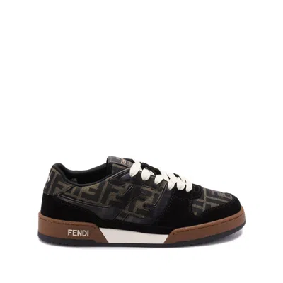 Fendi Match Ff Jacquard Low-top Sneakers In Brown
