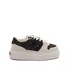 Fendi Canvas And White Suede Platform Low-tops In White