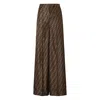 Fendi Ff-monogram Pleated Silk Trousers In Brown