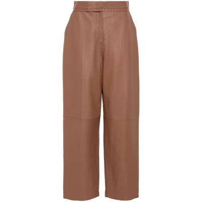 FENDI FENDI BROWN TROUSERS - STRAIGHT TROUSERS WOMEN