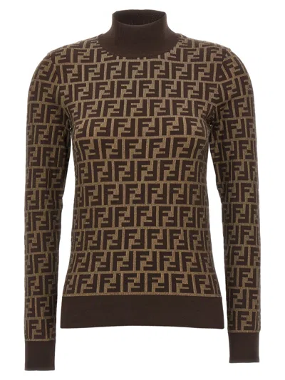 FENDI BROWN TURTLE NECK SWEATER