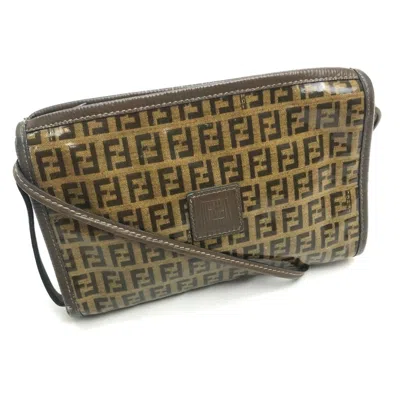 Pre-owned Fendi Brown Vinyl Leather Pochette Shoulder Bag ()