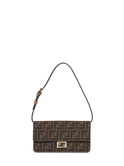 Fendi Brown Wallet On Chain Baguette Minibag In Multi