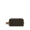 Fendi Brown Ff Fabric Toiletry Case In Brown