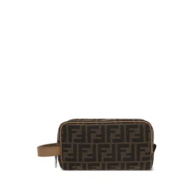 Fendi Brown Wash Bags Men In Multi