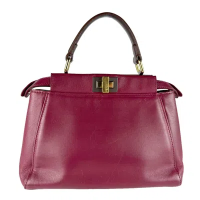 Pre-owned Fendi Brown Wine Leather Handbag Shoulder Bag () In Multi