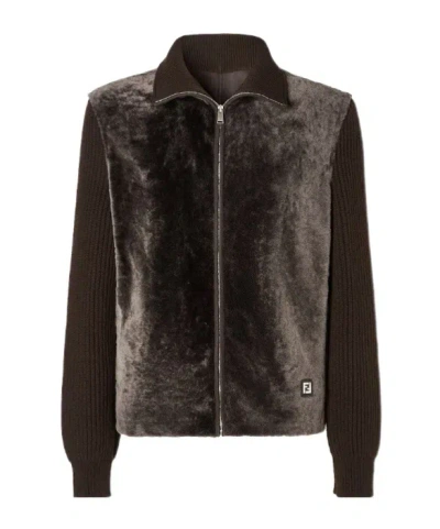 Fendi Brown Wool And Shearling Blouson