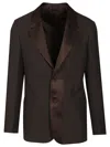 Fendi Brown Wool Crepe Blazer Jackets Brown In Brown
