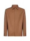 Fendi Brown Wool Gabardine Shirt In Brown