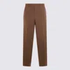 Fendi Men Beige Pants With Belt Loops And Ff Plaque On The Loop In Wool Woman In Brown