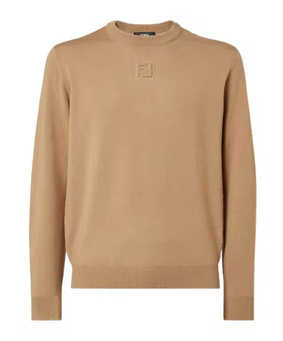 Fendi Brown Wool Sweater In Multi
