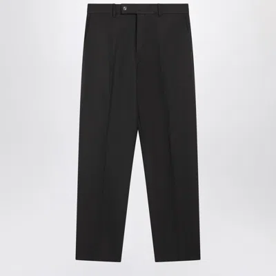 Fendi Brown Wool Trousers In Black