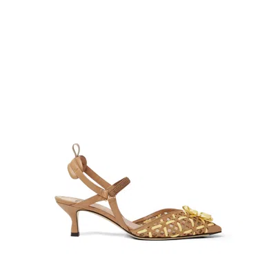 Fendi Brown Woven Pumps