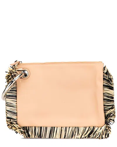 Fendi Brown Zucca & Raffia Triplette Clutch (authentic Pre-loved)