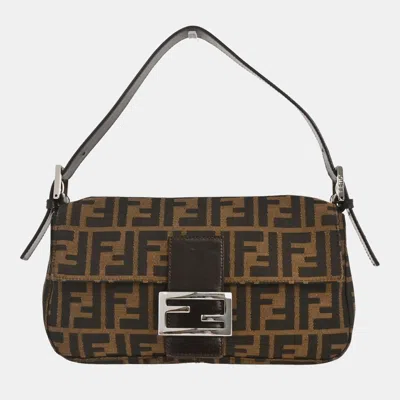 Pre-owned Fendi Brown Zucca Baguette Handbag