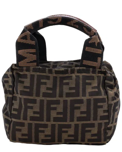Pre-owned Fendi Brown Zucca Canvas 1925 Cosmetic Tote Mini (authentic Pre-loved)