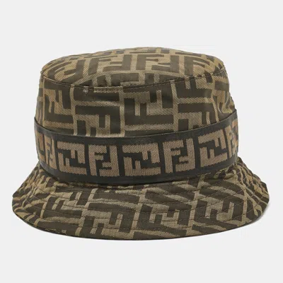 Pre-owned Fendi Brown Zucca Canvas Bucket Hat M