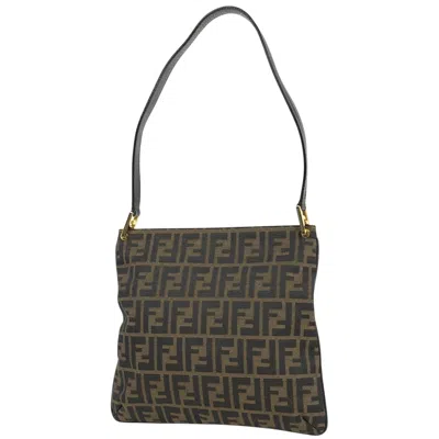 Pre-owned Fendi Brown Zucca Canvas Leather Shoulder Bag ()